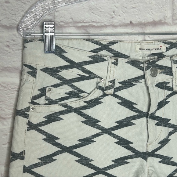 Isabel Marant Etoile White & Gray Rhombus Cut Off Denim Shorts NWOT - Picture 6 of 12